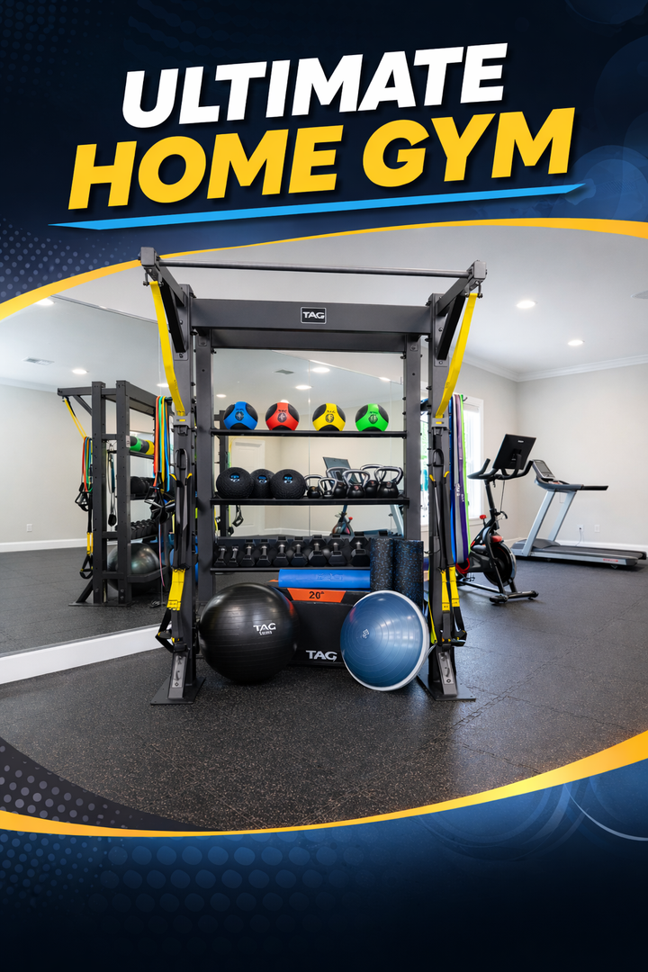 TAG Fitness Hospitality Single Bay Bolt Down Training & Storage System with Accessories Gym Rack Station 92” x 68” x 52