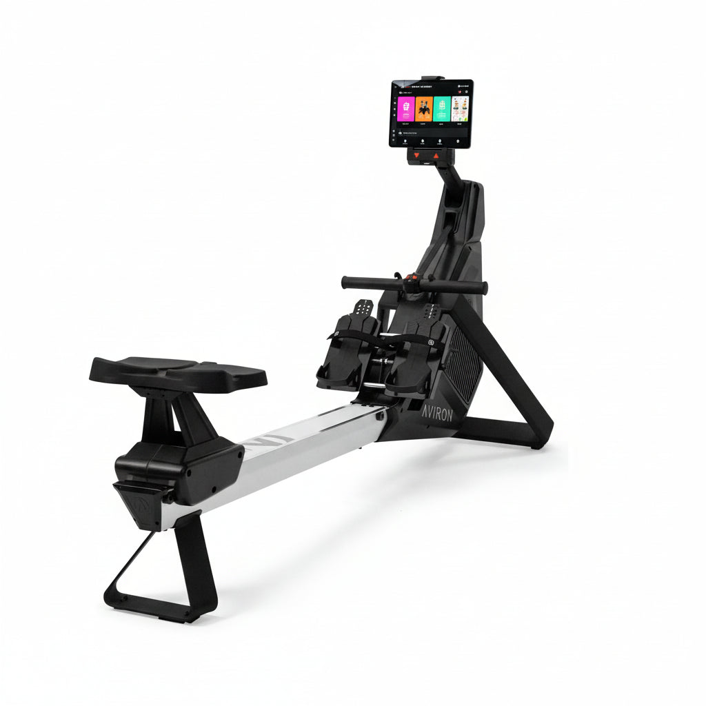 Stronggo Rowing Machine with Ipad Integration—Dual Air & Magnetic Resistance up to 100 Lbs | Game-Based Workouts, Compact Storage Design