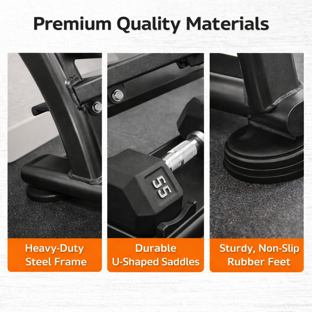 TAG Fitness Heavy Duty 3-Tier Dumbbell Rack, 15 Pair Capacity Steel Dumbbell Storage with Saddles, Black Gym Rack
