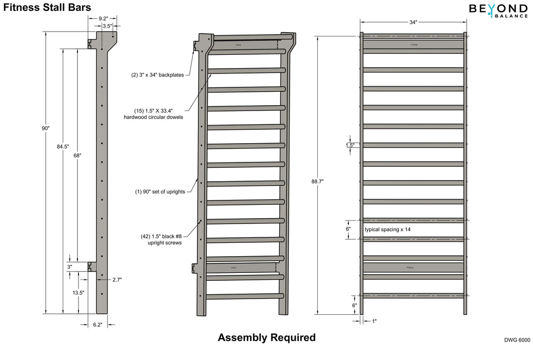 Beyond Balance Wall-Mounted Wooden Stall Bars