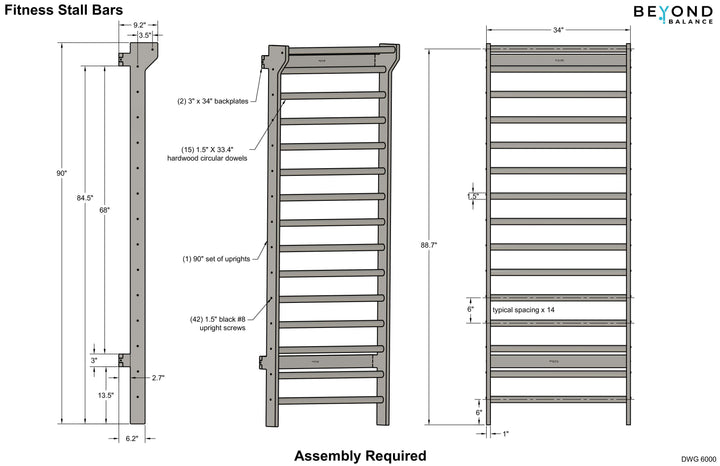Beyond Balance Wall-Mounted Wooden Stall Bars