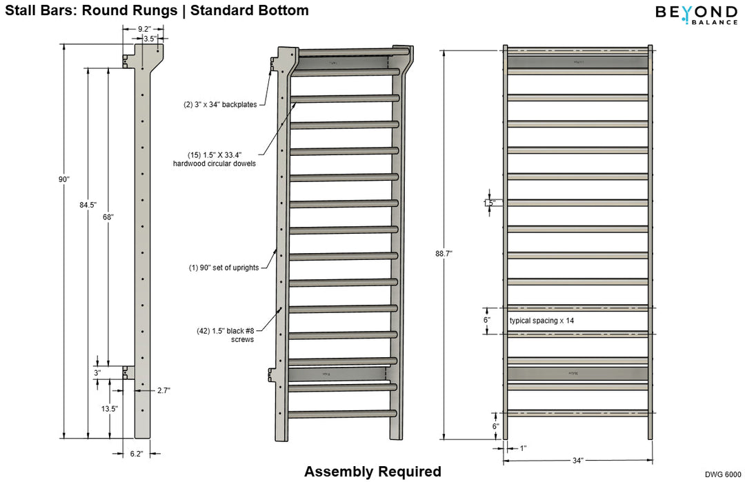 Beyond Balance Wall-Mounted Wooden Stall Bars