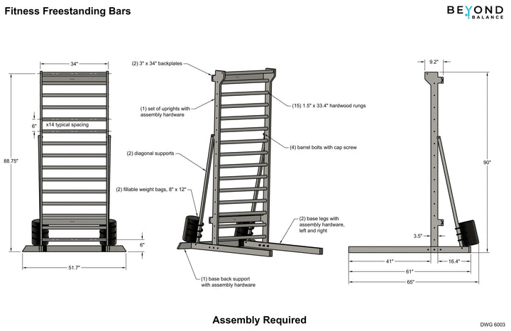 Beyond Balance Freestanding Swedish Ladder Stall Bars
