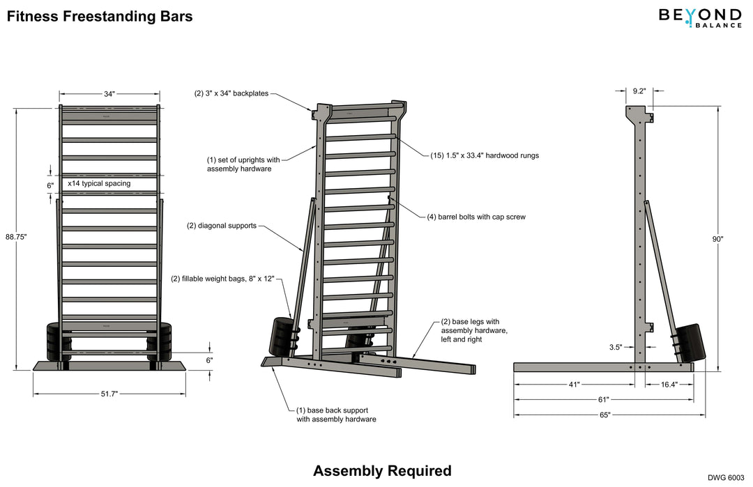 Beyond Balance Freestanding Swedish Ladder Stall Bars