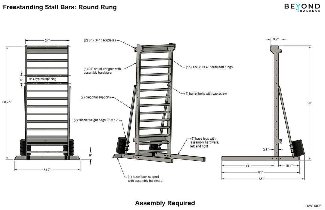 Beyond Balance Freestanding Swedish Ladder Stall Bars