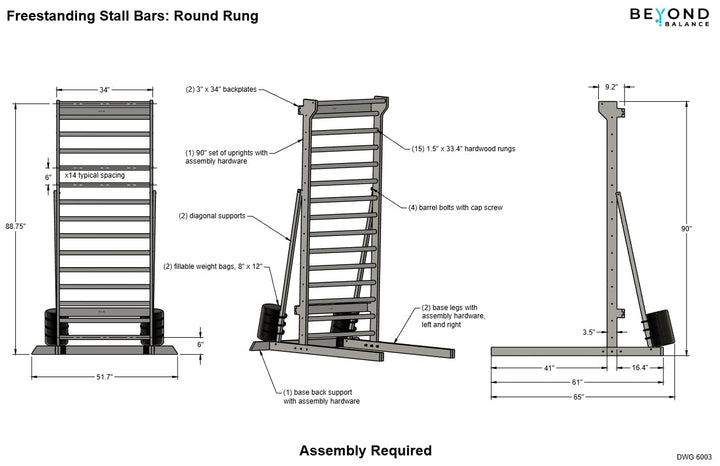 Beyond Balance Freestanding Swedish Ladder Stall Bars