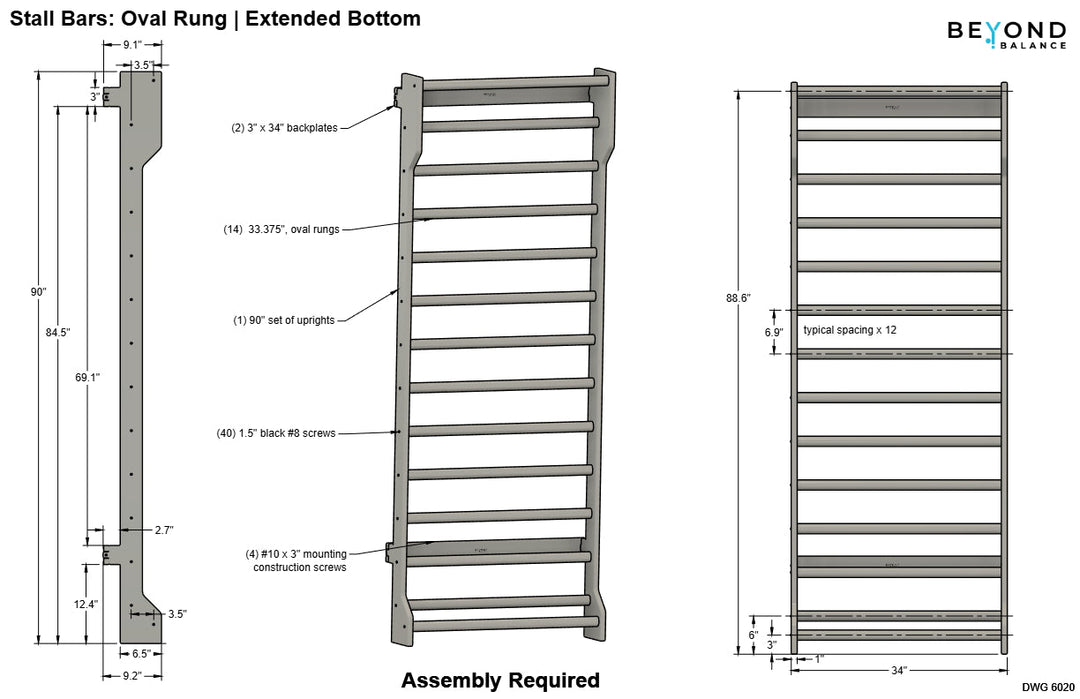Beyond Balance Wall-Mounted Wooden Stall Bars