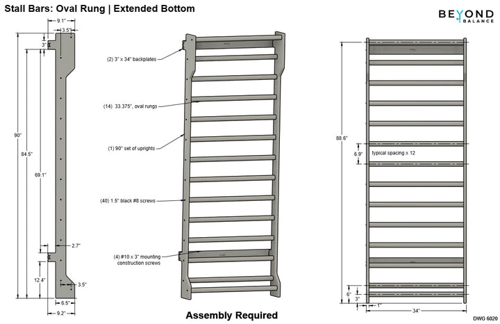 Beyond Balance Wall-Mounted Wooden Stall Bars