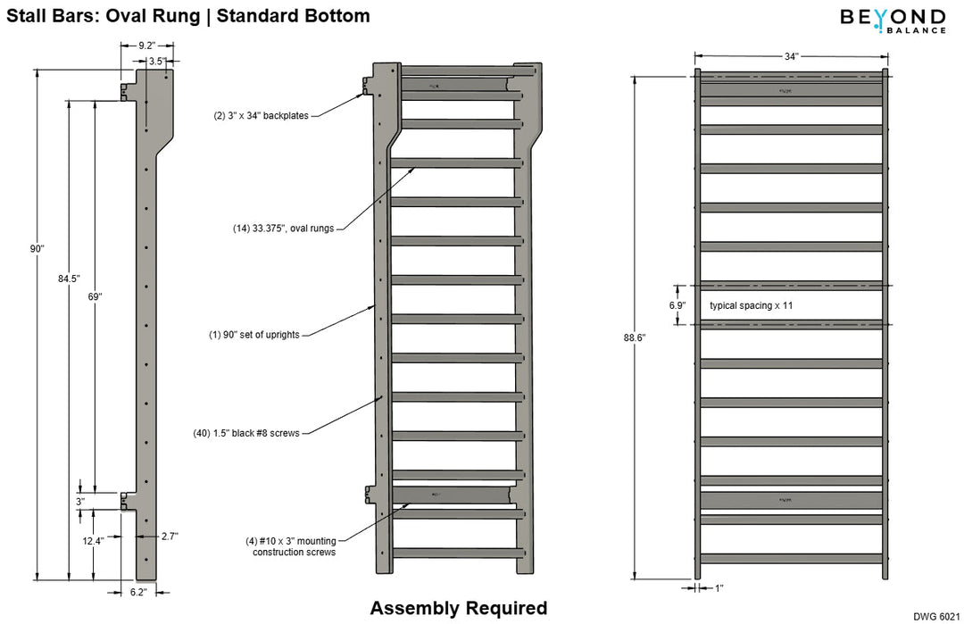 Beyond Balance Wall-Mounted Wooden Stall Bars