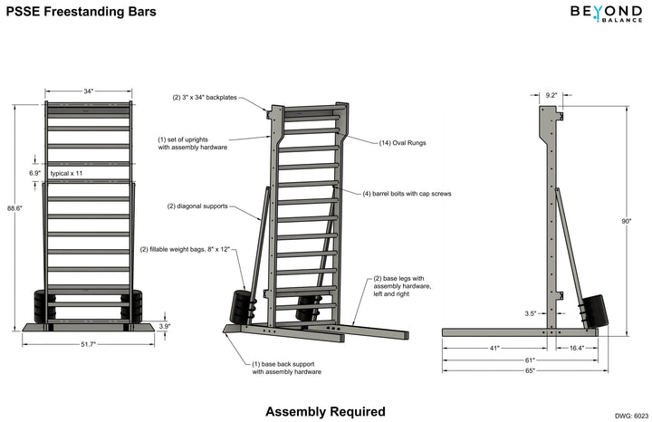 Beyond Balance Freestanding Swedish Ladder Stall Bars