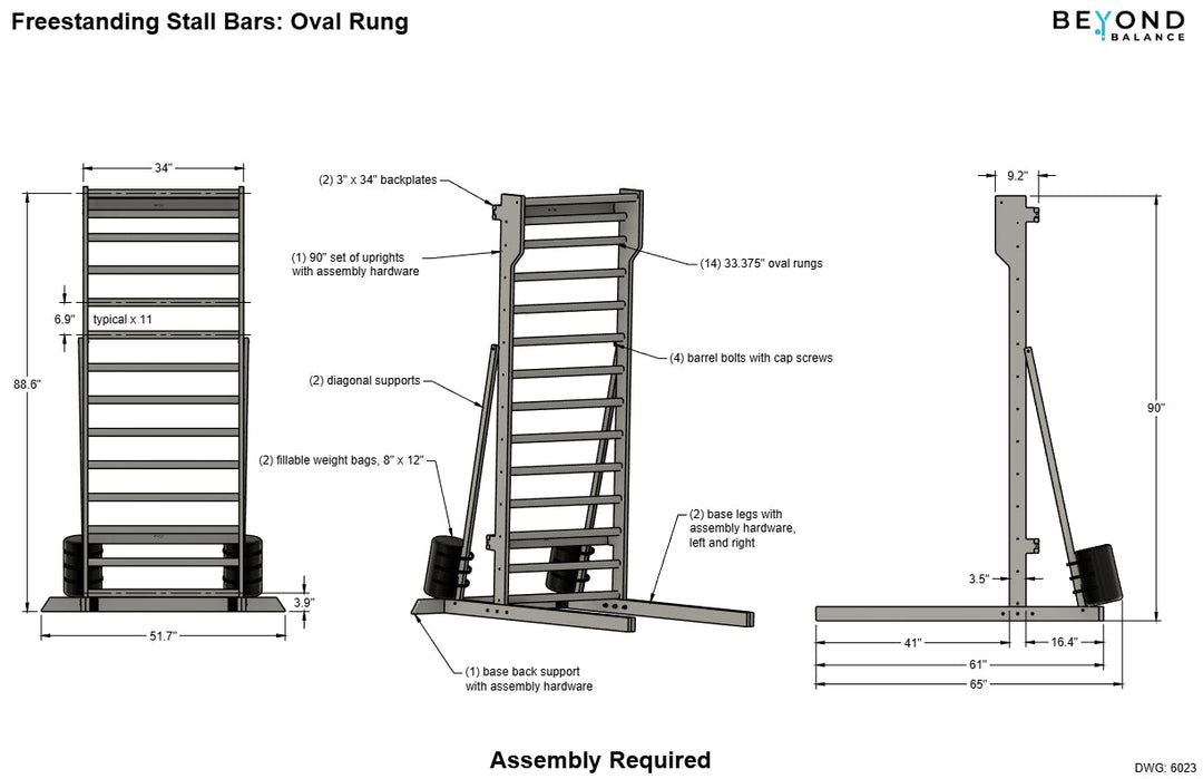 Beyond Balance Freestanding Swedish Ladder Stall Bars