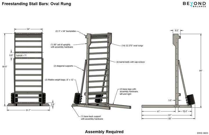 Beyond Balance Freestanding Swedish Ladder Stall Bars