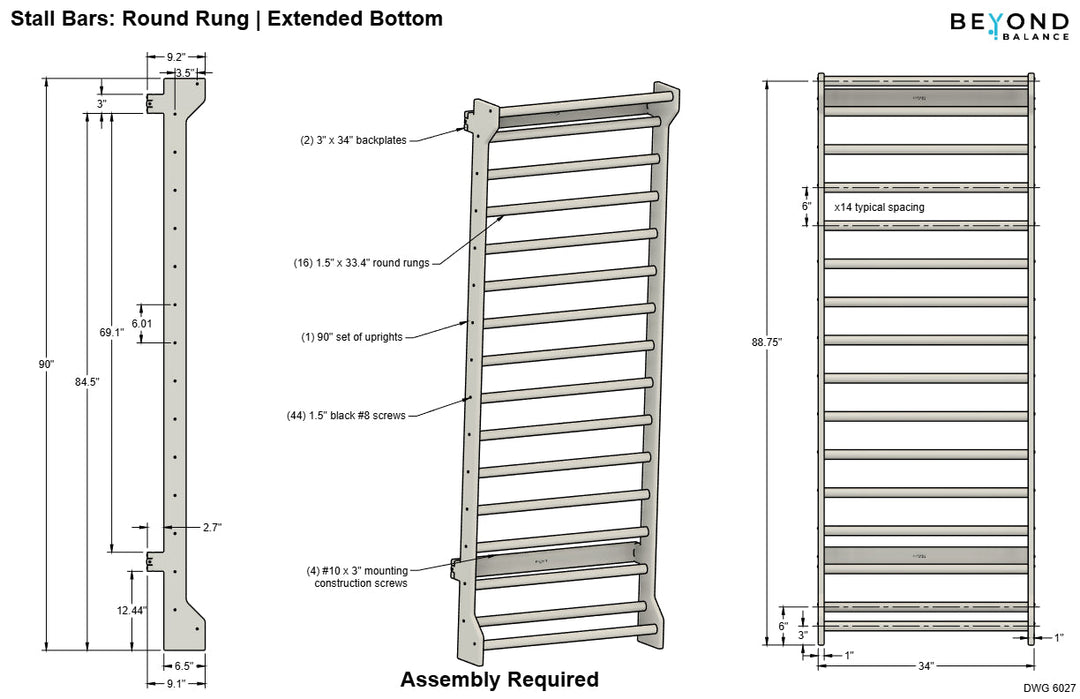 Beyond Balance Wall-Mounted Wooden Stall Bars