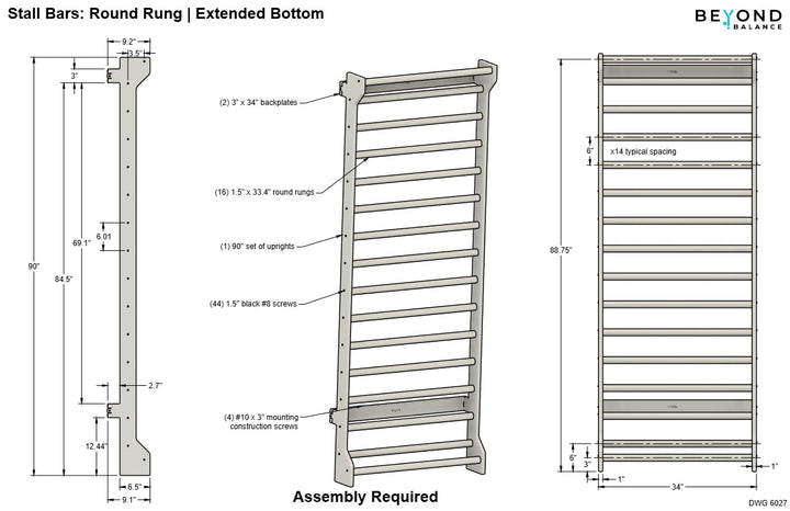 Beyond Balance Wall-Mounted Wooden Stall Bars
