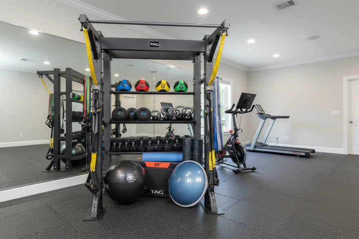 TAG Fitness Hospitality Single Bay Bolt Down Training & Storage System with Accessories Gym Rack Station 92” x 68” x 52