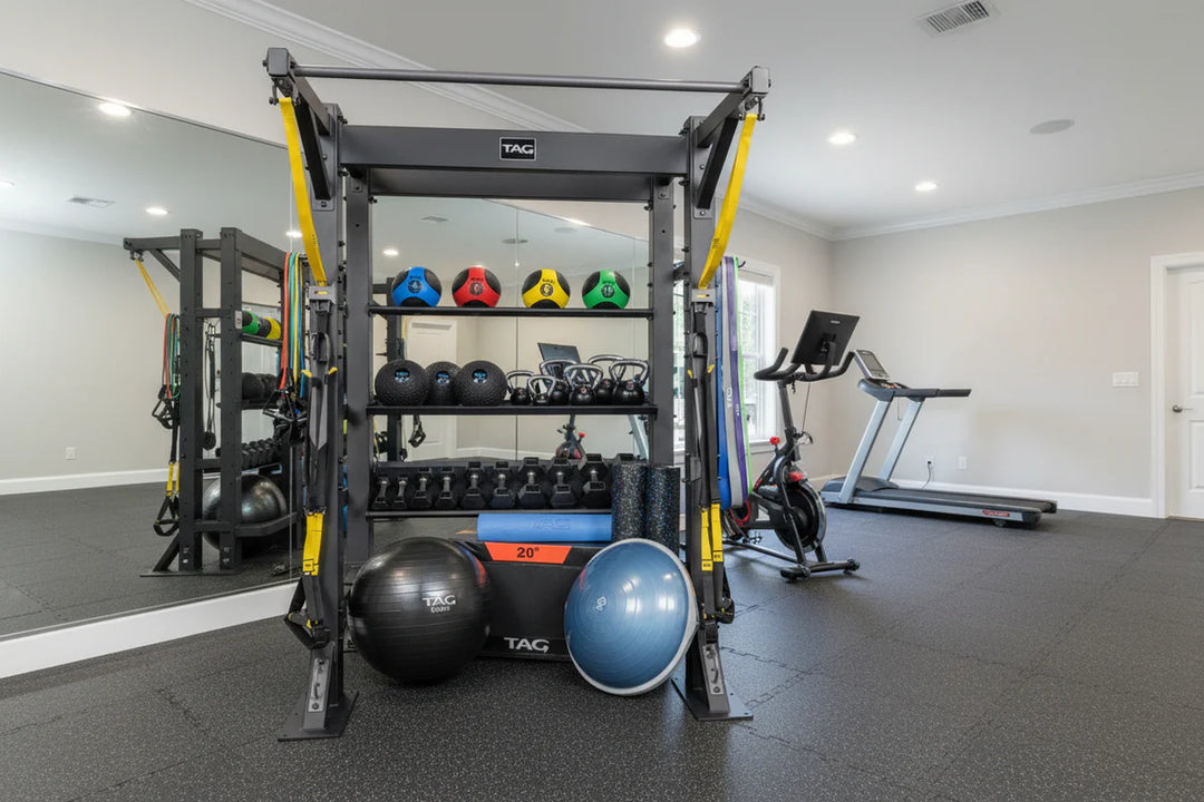TAG Fitness Hospitality Single Bay Bolt Down Training & Storage System with Accessories Gym Rack Station 92” x 68” x 52
